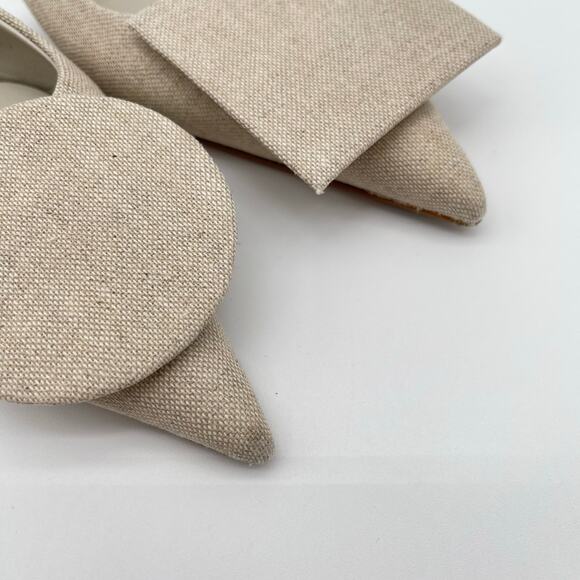 JACQUEMUS | Les Slingbacks Duelo P in Light Greige Linen Flats 38 / US 7 - Picture 5 of 16